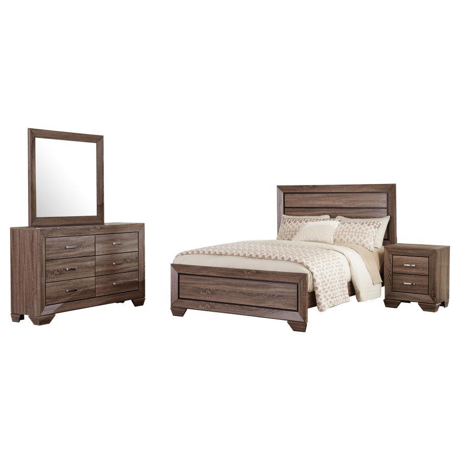 Kauffman - Transitional High Headboard Panel Bed Bedroom Set Dark Brown by CoasterEveryday | Bel Furniture