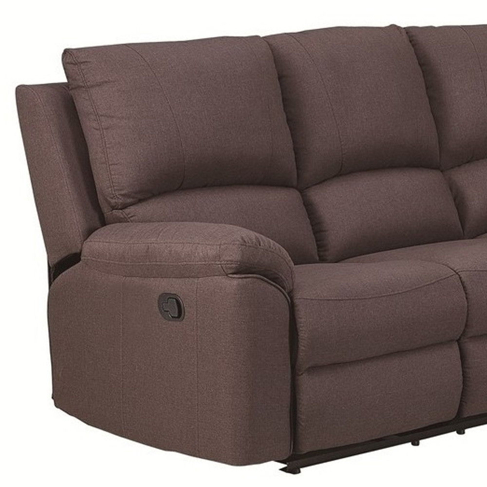 Polyester Blend Reclining U Shaped Three Piece Corner Sectional - Brown