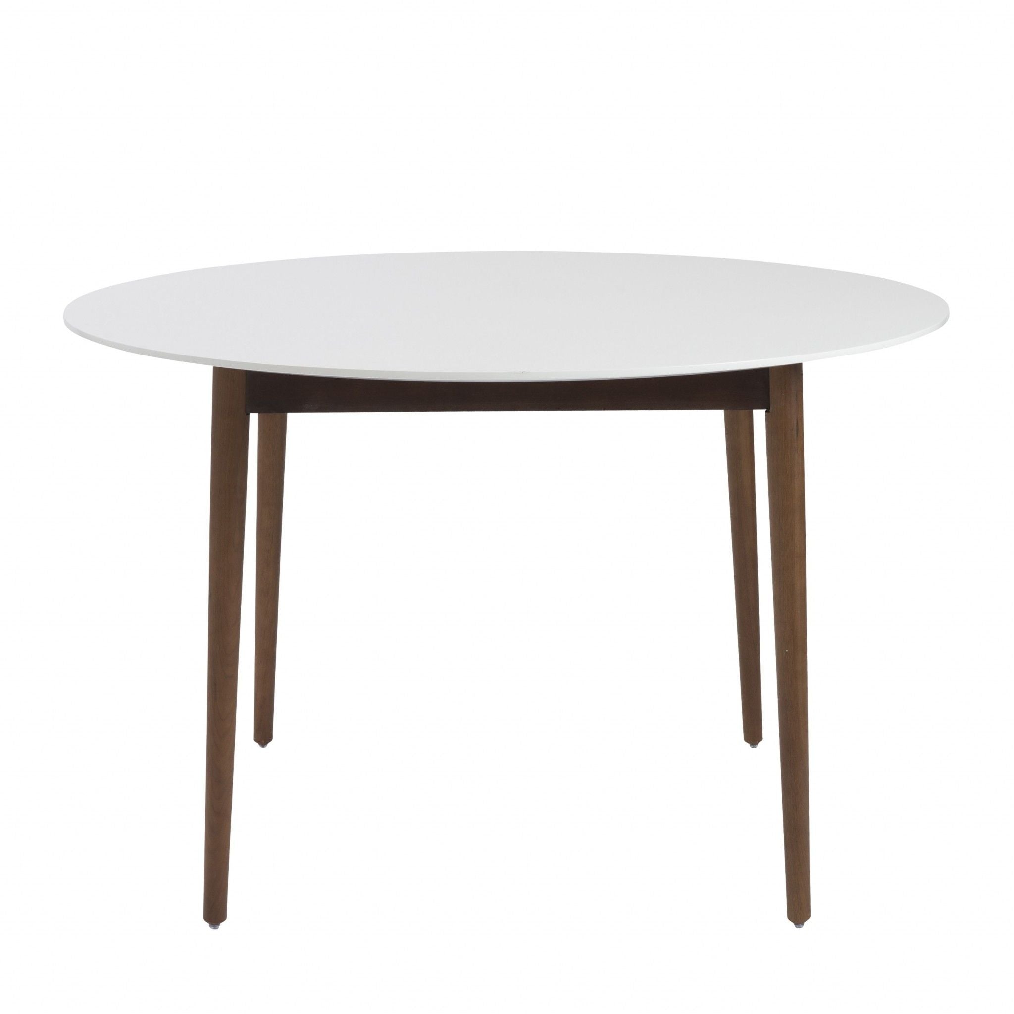 Rounded Dining Table - White / Brown