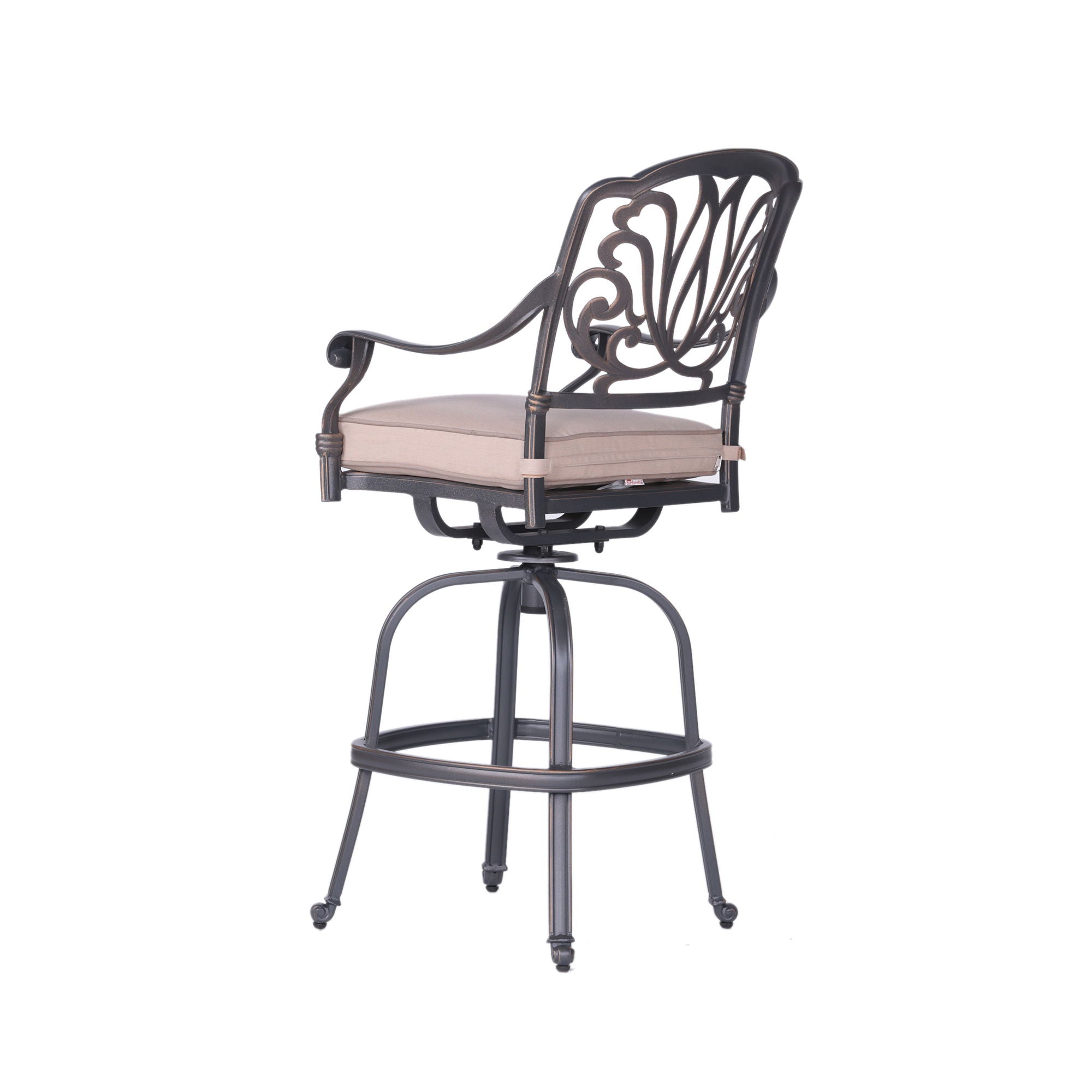 Patio Outdoor Aluminum Swivel Bar Stool With Cushion (Set of 2)