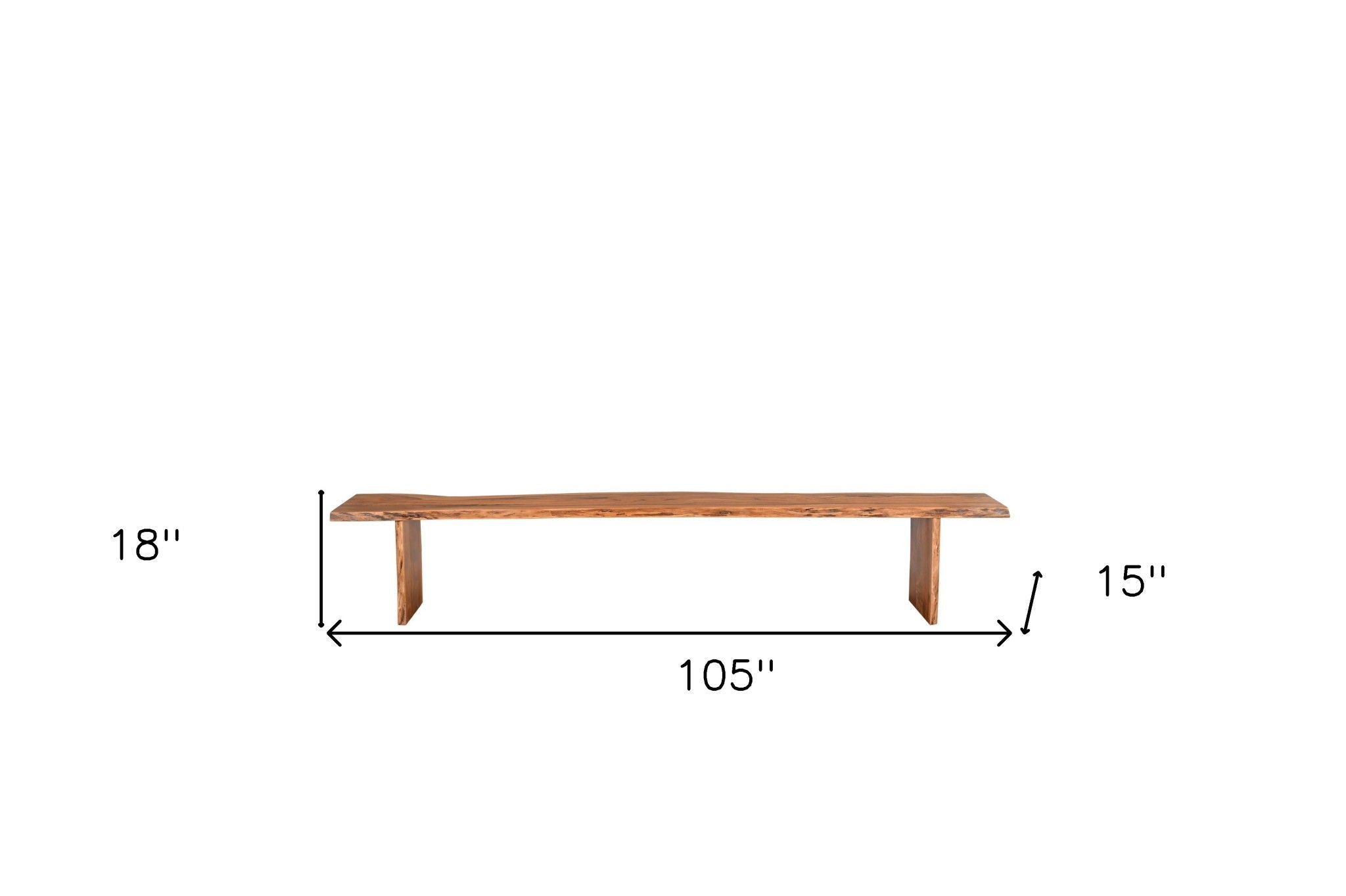 Live Edge Solid Dining Bench - Brown