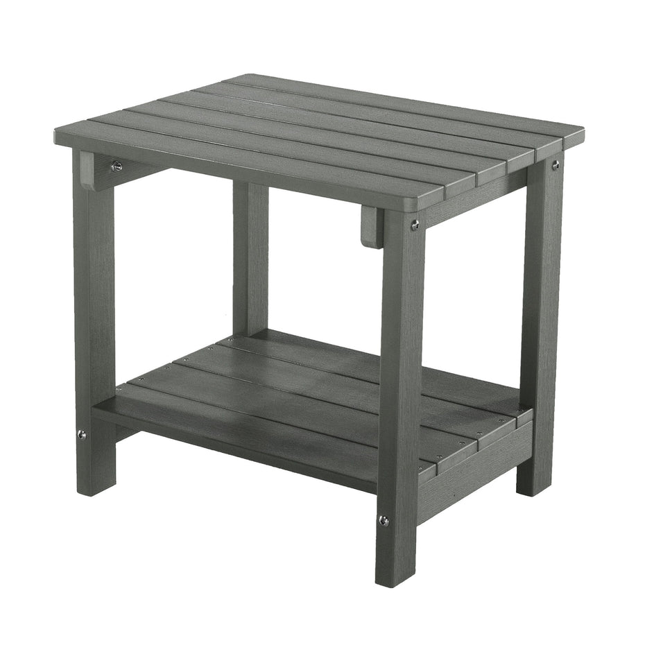 Key West - Weather Resistant Outdoor Indoor Plastic Wood End Table, Patio Rectangular Side Table - Gray