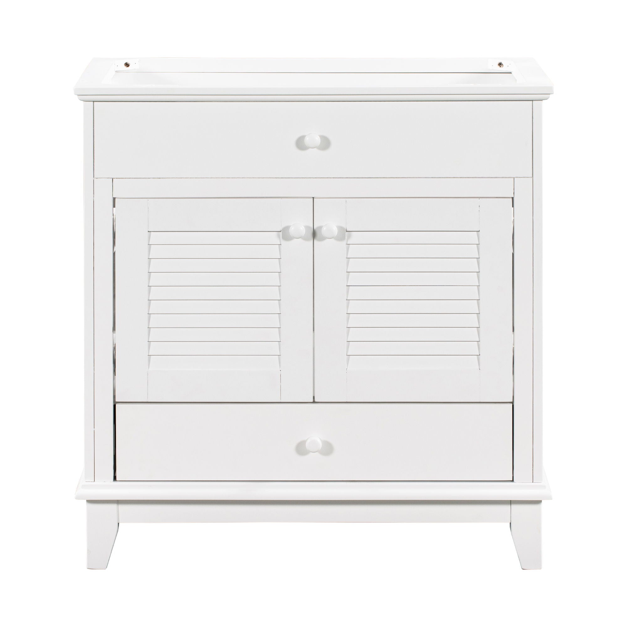 Bathroom Vanity Base Without Sink, Bathroom Cabinet With Two Doors And One Drawer - White