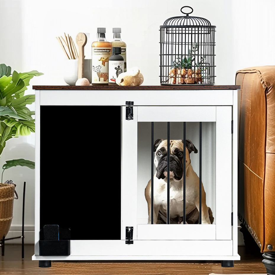 Doodle - Dog Cage, Kennel With 2 Doors, Dog Crate Interior Furniture, Heavy Duty Wooden Dog Cage For Medium And Small Dogs - White