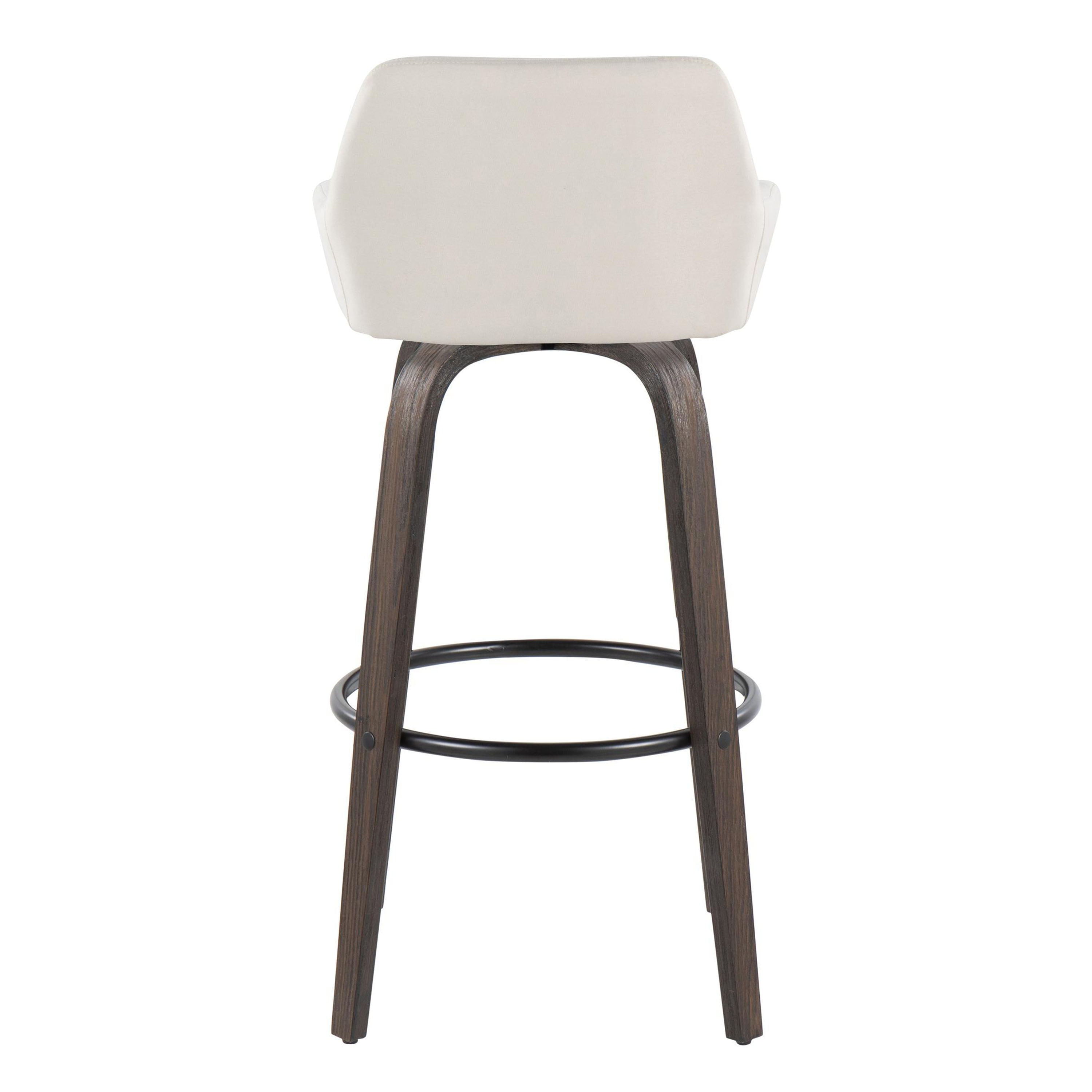 Daniella - Contemporary Fixed Height, Barstool With Swivel With Round Footrest (Set of 2)