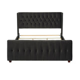 David - King Tufted Wingback Bed - Dark Charcoal Gray by Jennifer Taylor Home | Bel Furniture