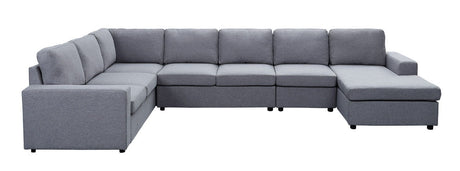 Hayden - Linen 7 Seat Reversible Modular Sectional Sofa Chaise by Lilola Home | Bel Furniture