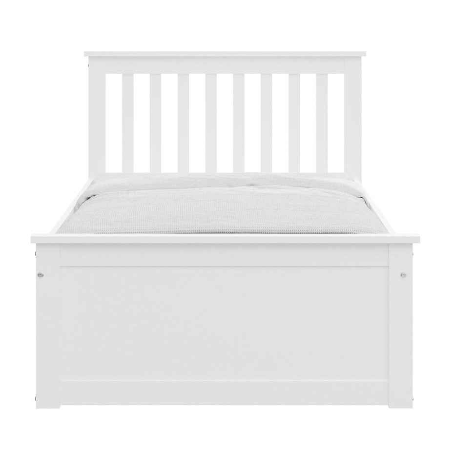 Solid Wood Twin Bed With Pull Out Trundle - White