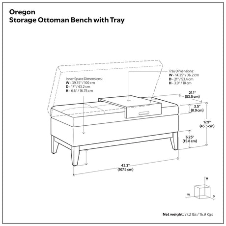 Oregon - Contemporary Storage Ottoman Bench With Tray - view 41