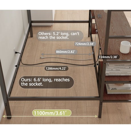 Ethan - Bunk Bed With Desk, Charging Station, Storage Shelves - view 30