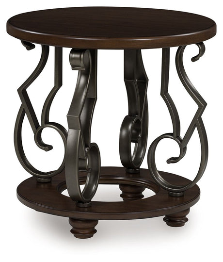 Frallyn - Dark Brown - Round End Table by Signature Design by Ashley® | Bel Furniture