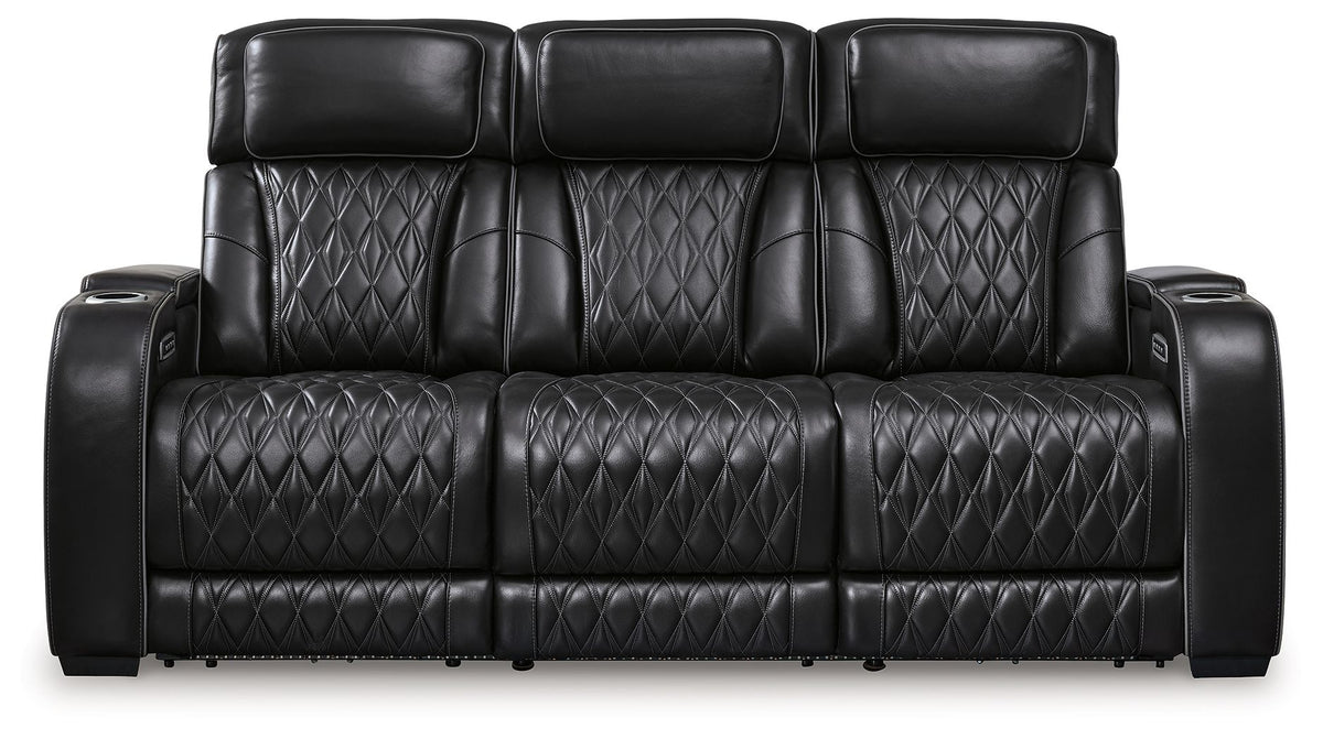 Boyington - Power Reclining Sofa With Adj Headrest Black by Signature Design by Ashley® | Bel Furniture