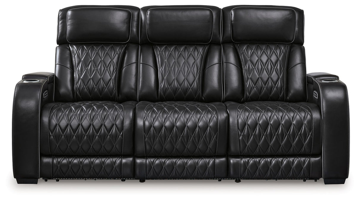 Boyington - Power Reclining Sofa With Adj Headrest Black by Signature Design by Ashley® | Bel Furniture