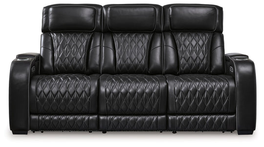Boyington - Power Reclining Sofa With Adj Headrest Black by Signature Design by Ashley® | Bel Furniture