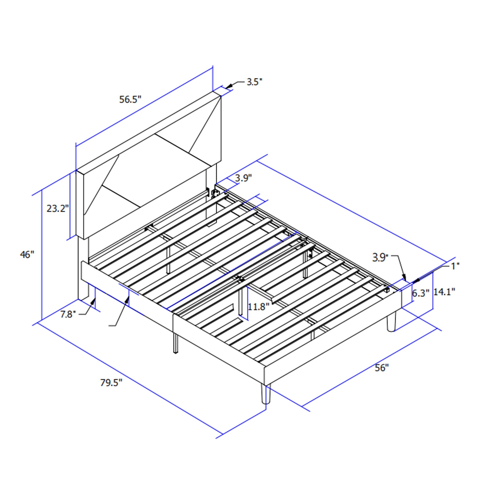 Full Size Upholstered Platform Bed Frame With Headboard, Strong Wood Slat Support, Mattress Foundation, No Box Spring Needed - Gray