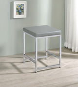 Umbridge - Upholstered Square Padded Cushion Vanity Stool - Light Gray by CoasterEssence | Bel Furniture