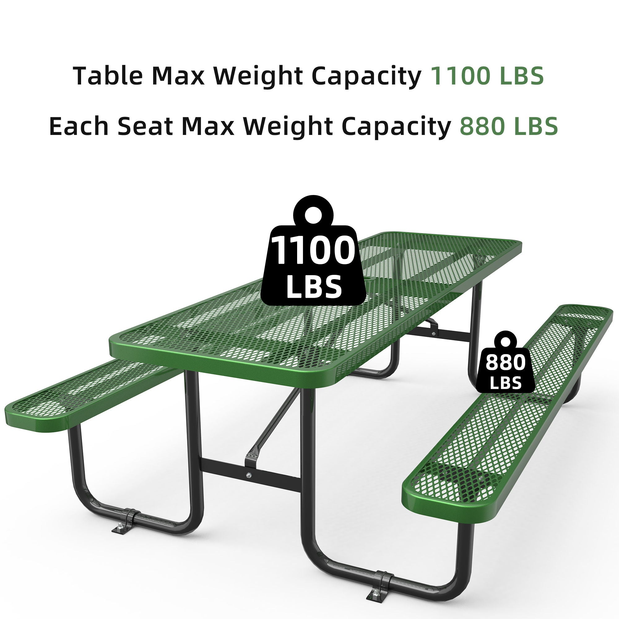 Expanded Metal Rectangular Picnic Table