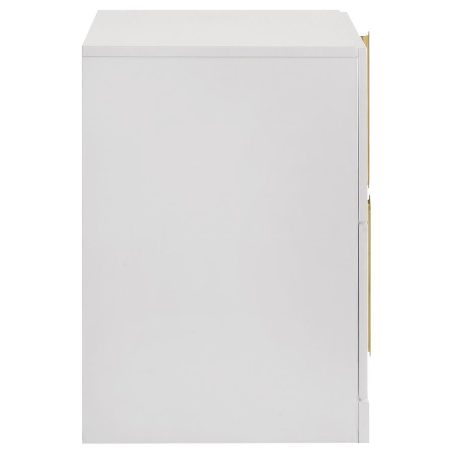 Ines - 2-Drawer Nightstand Bedside Table - White High Gloss