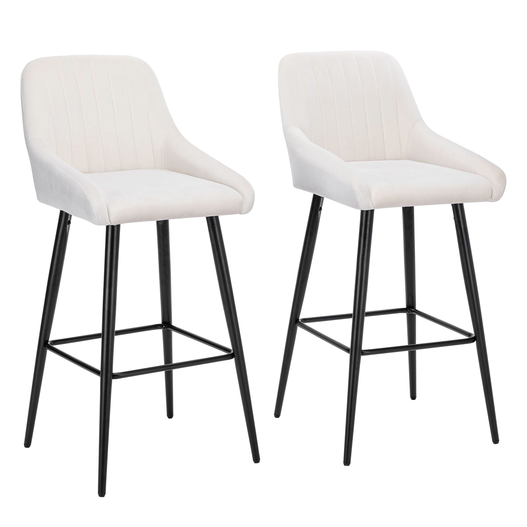 Elegant Lifestyle Modern Bar Stools, Velvet Upholstered Barstools With Back (Set of 2) Bar Chairs For Kitchen Living Room