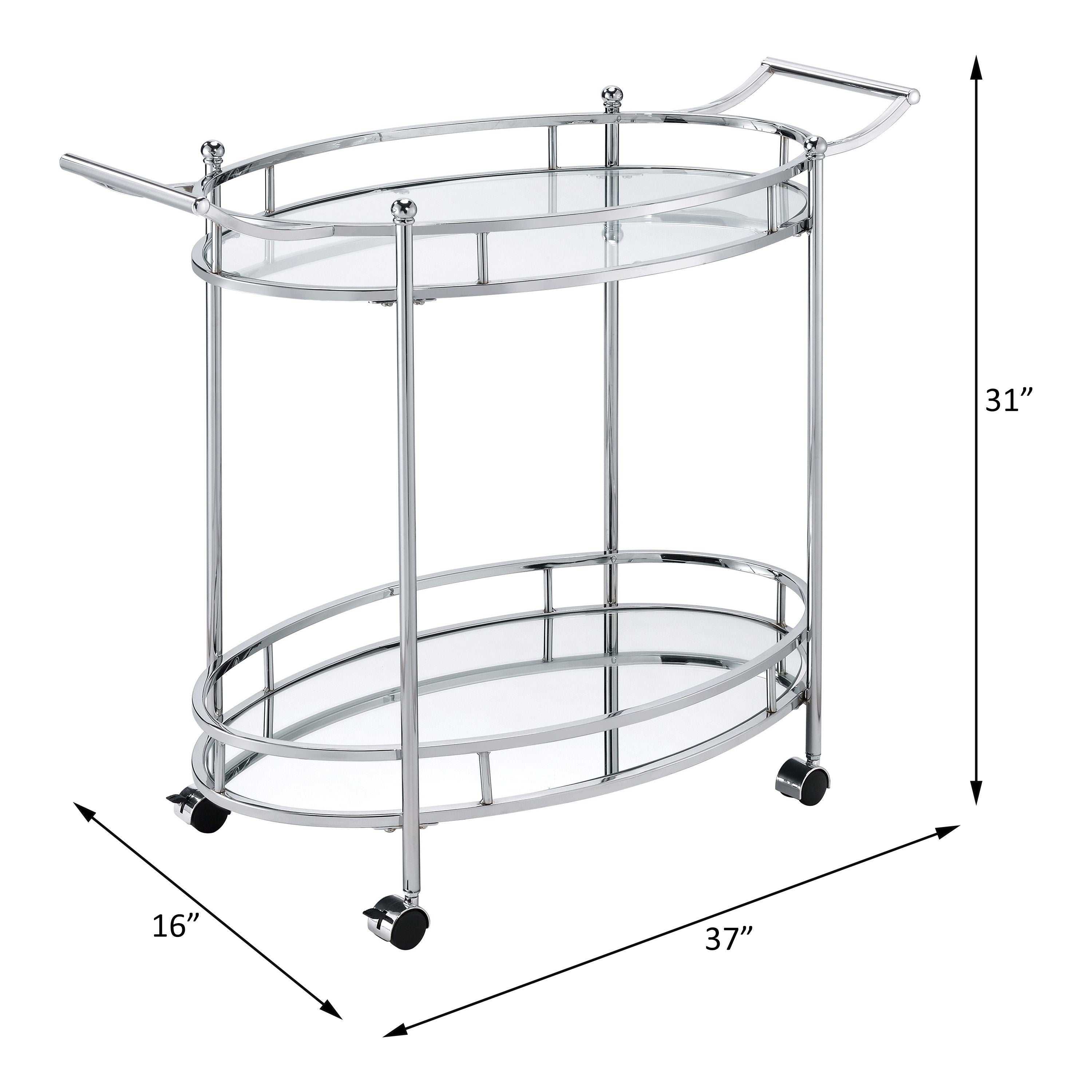 Jinx - Clear Glass Serving Cart - Silver