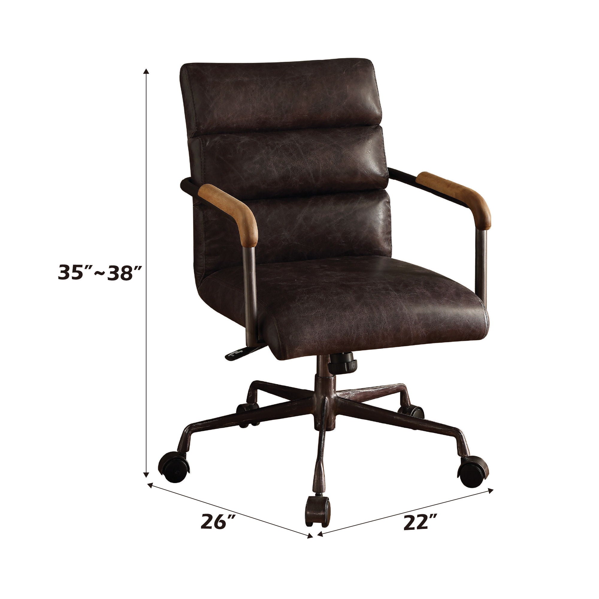 Harith - Antique Top Grain Leather Office Chair - Slate