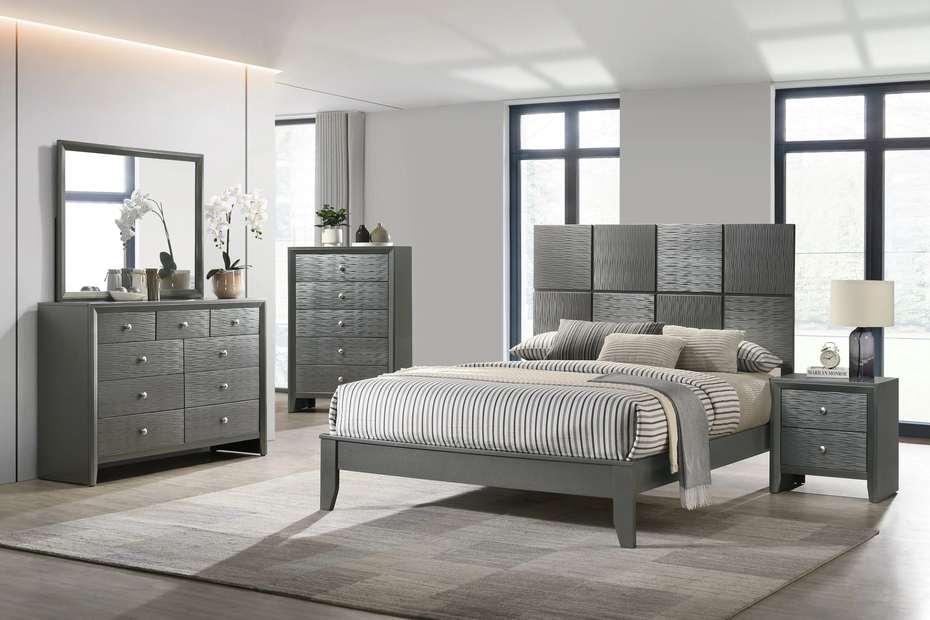 DENKER GUNMETAL 6 Piece Full-Size Bedroom Set