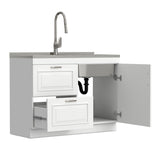 Darwin - Laundry Utility Sink And Cabinet With Dual Sinks, Pull Out Faucet - White