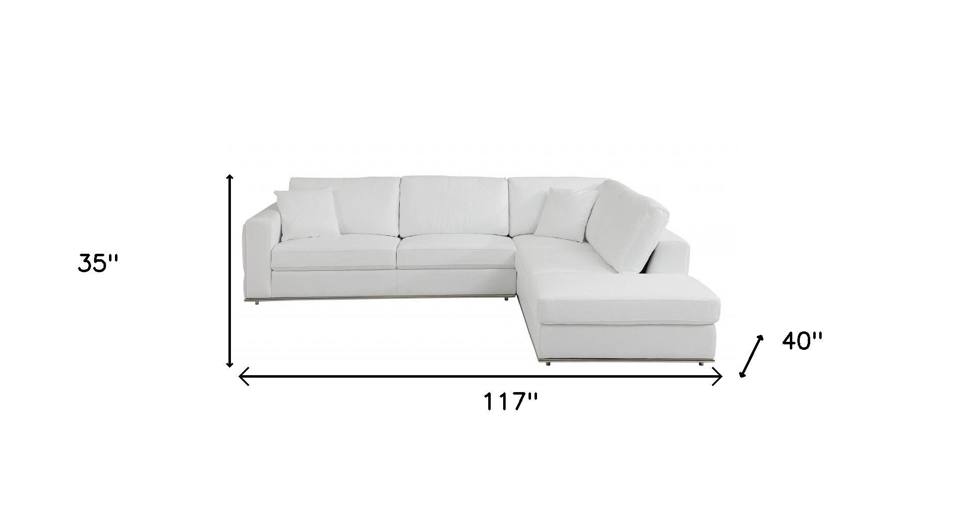 Italian Leather Reclining L Shaped Two Piece Corner Sectional - White