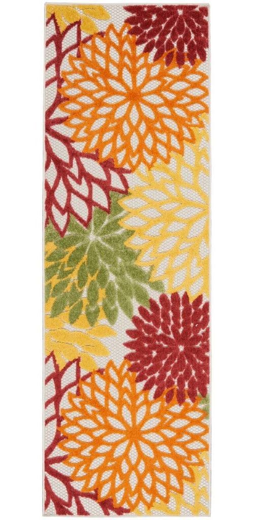 2' X 6' Floral Non Skid Indoor / Outdoor Runner Rug - Red