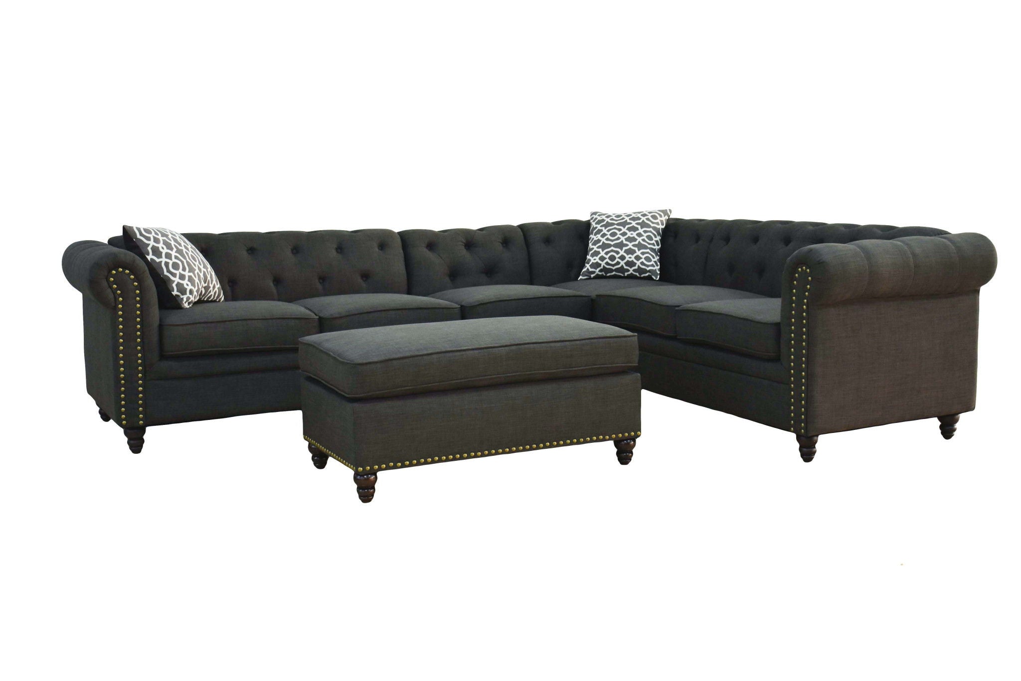 Linen L Shaped Two Piece Corner Sectional - Charcoal