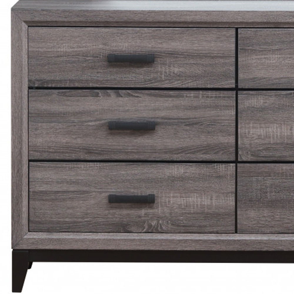 Solid Wood, Six Drawer Double Dresser - Gray