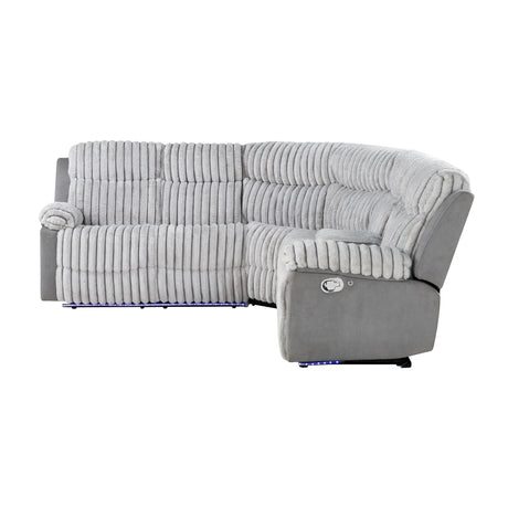 Bruni - Sectional Sofa With LED Lighting And Manual Recline - Gray - view 9