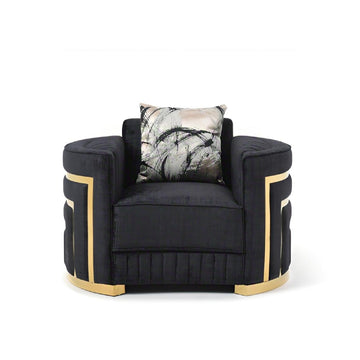 Soledad - Chair Upholstered With Hued Accents - Black