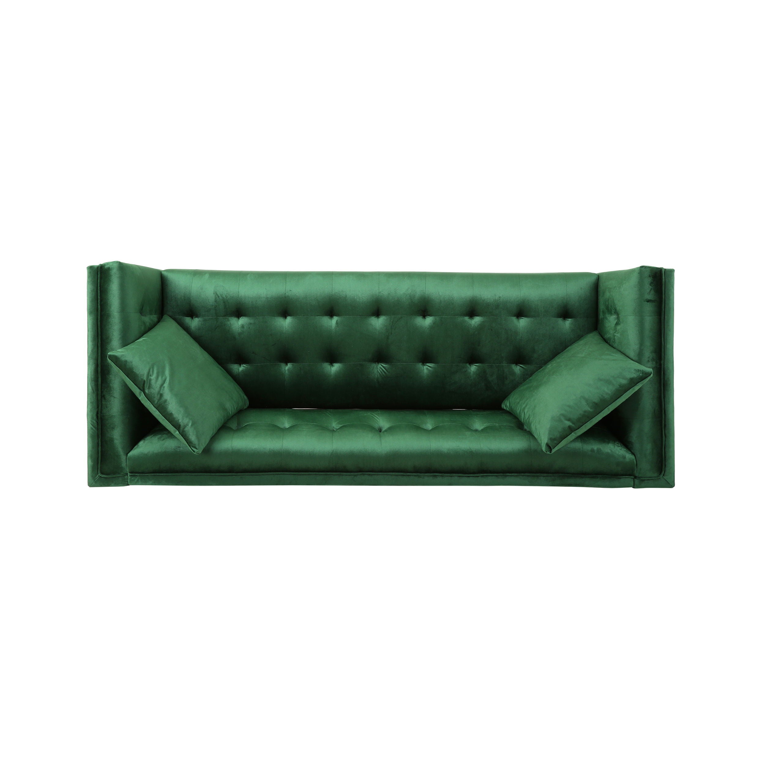 Comfy 3 Seat Sofa With Metal Legs, Modern For Living Room And Study - Emerald