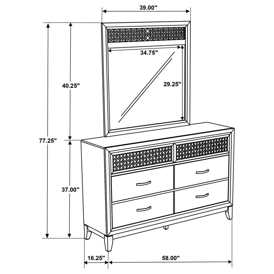 Valencia - 6-Drawer Dresser With Mirror - Black