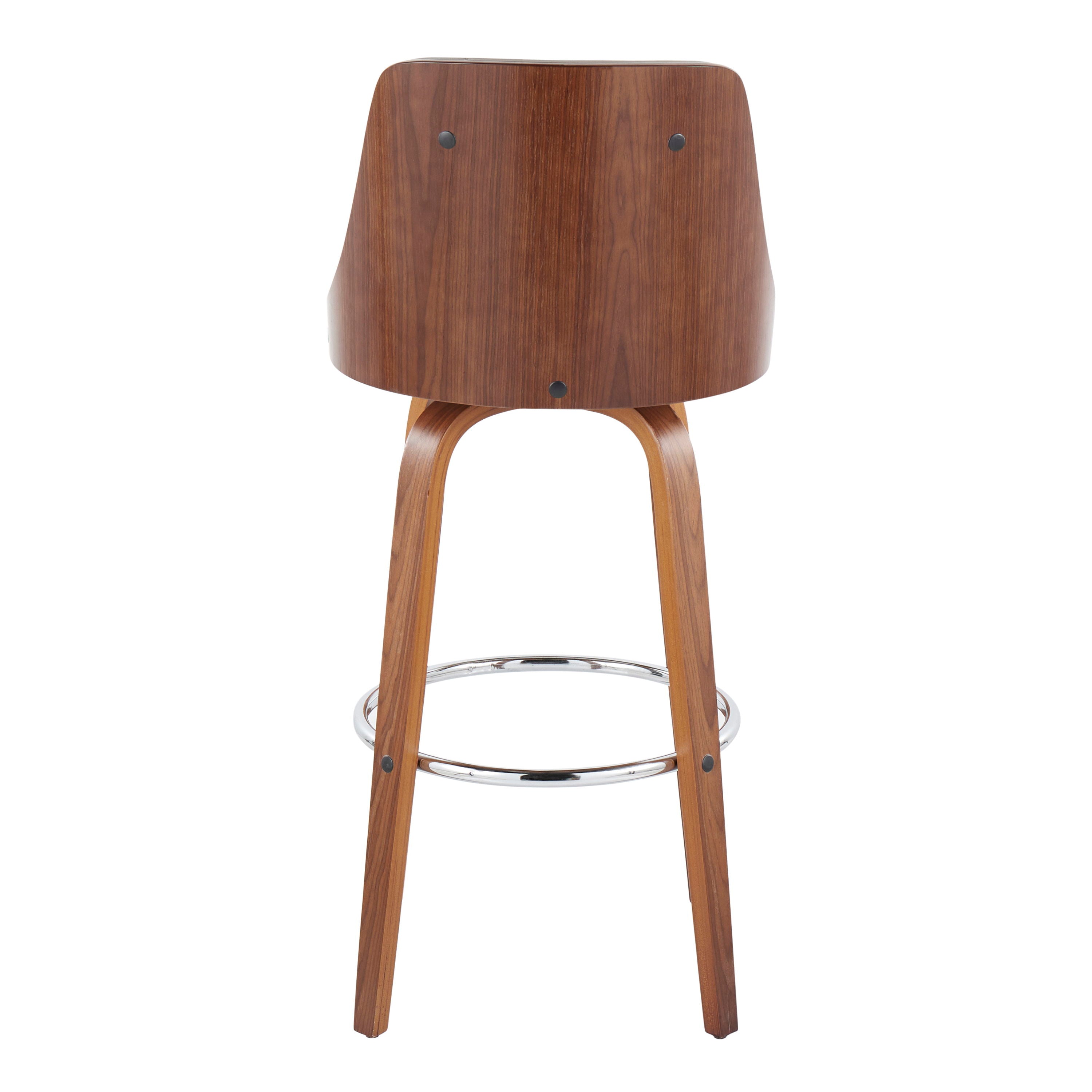 Gianna - Mid Century Modern Fixed Height Barstool With Swivel With Round Footrest (Set of 2)