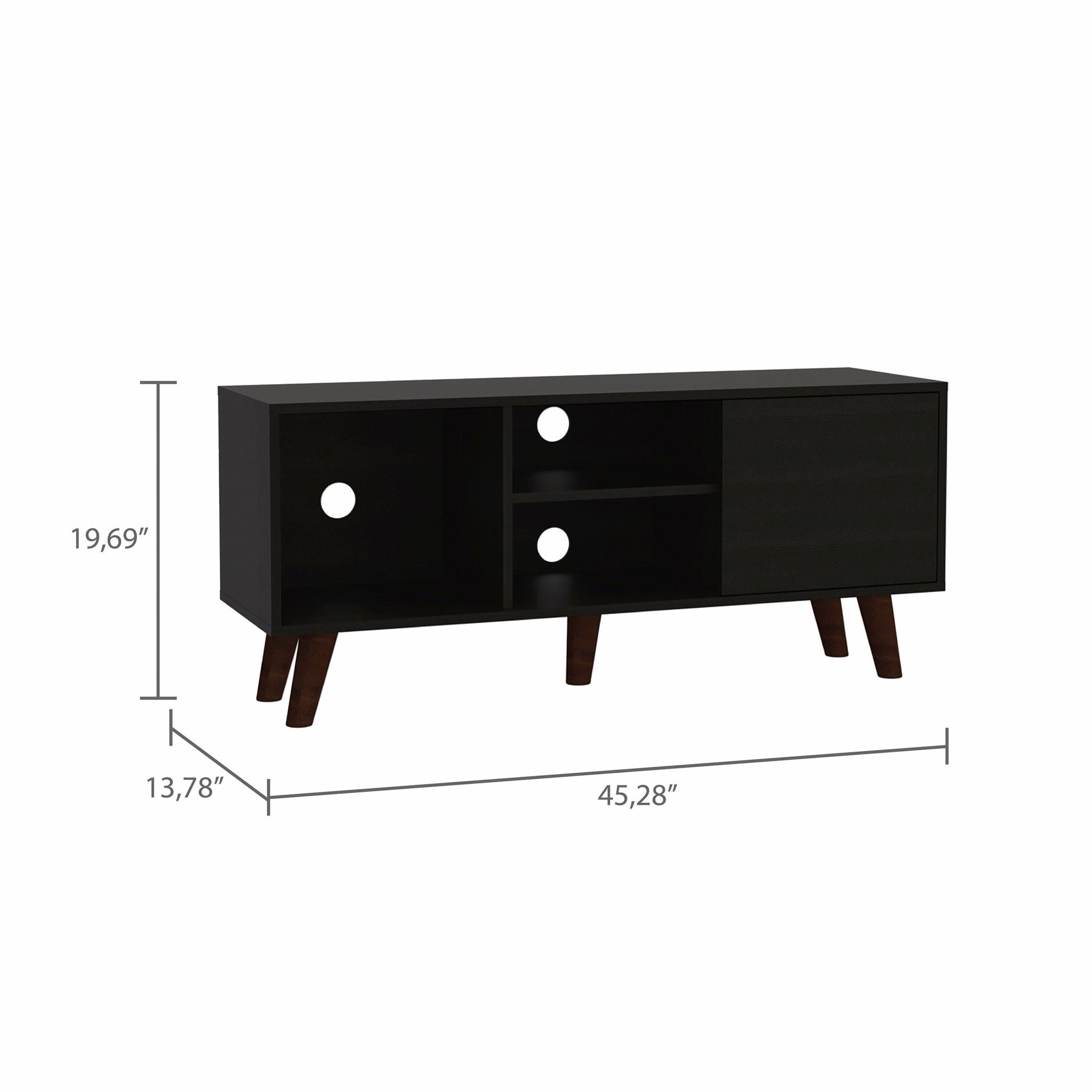 Particle Board Open Shelving TV Stand - Black