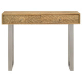 Draco - 2-Drawer Console Table Hand Carved Details - Natural by CoasterEveryday | Bel Furniture