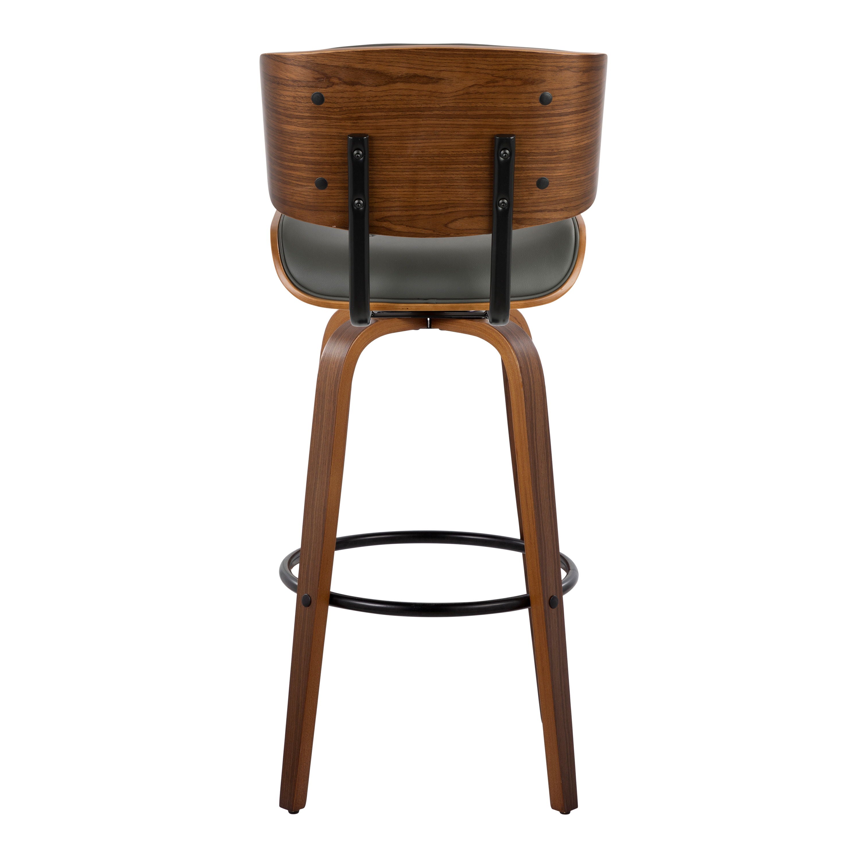 Lombardi - Mid-Century Modern Fixed Height Barstool With Swivel With Round Footrest (Set of 2)