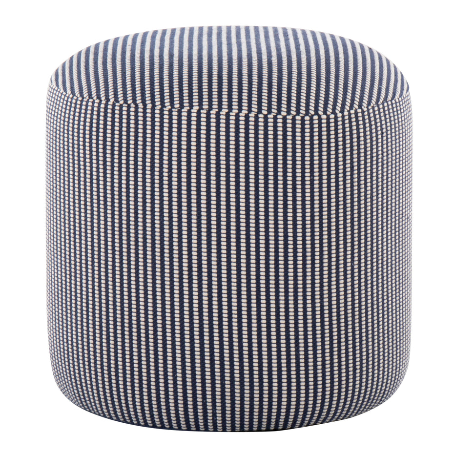 Round Pouf Knitted Blue / White