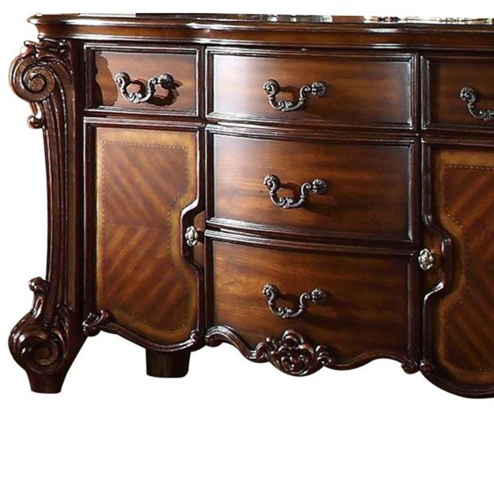 Solid Wood Five Drawer Dresser - Brown