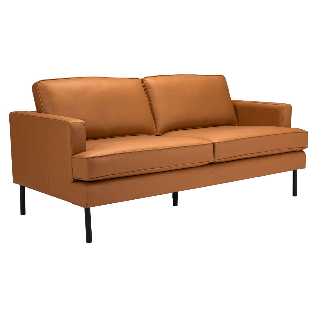 Polyester Sofa With Black Legs - Brown