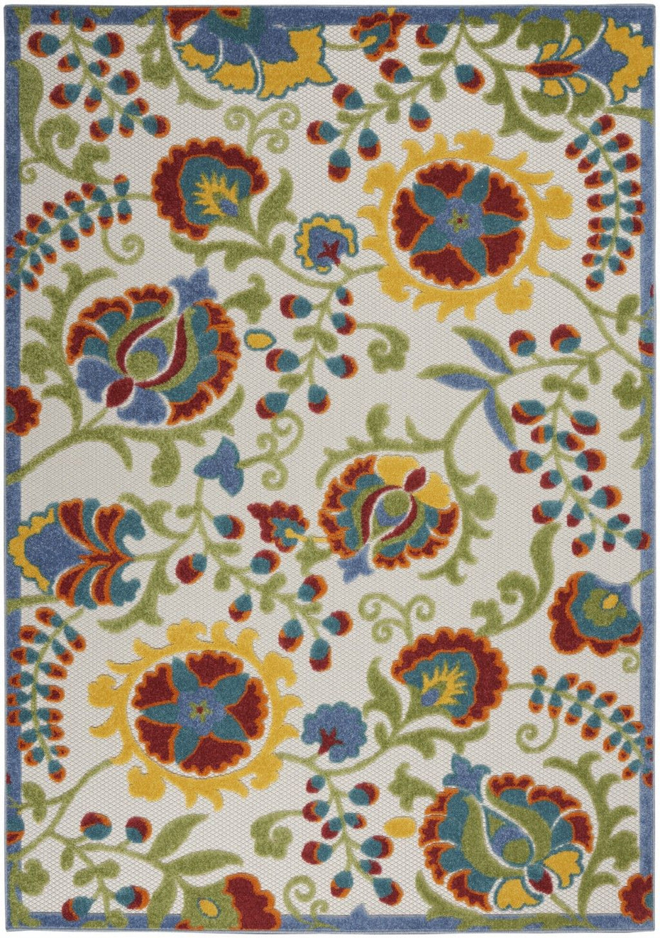 4' X 6' Floral Indoor / Outdoor Area Rug - Ivory / Multi