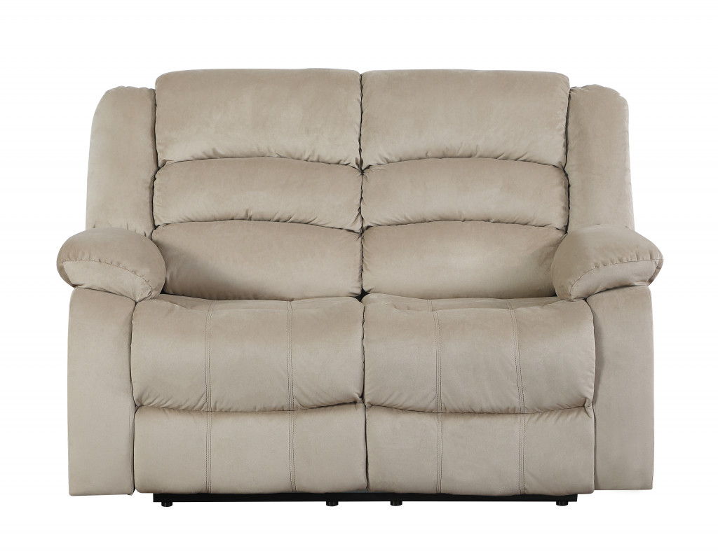 Microfiber Manual Reclining Loveseat - Beige