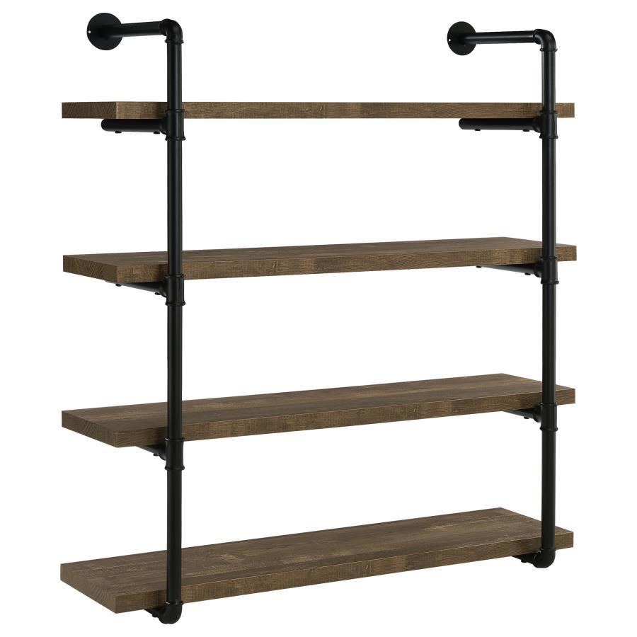 Elmcrest - 4-Shelf Wall Bookshelf Dark Brown 40"W x 12"D x 46"H by CoasterEveryday | Bel Furniture