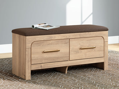 Kinlanni - Bedroom Upholstered Storage Bench - Tan / Brown - view 10