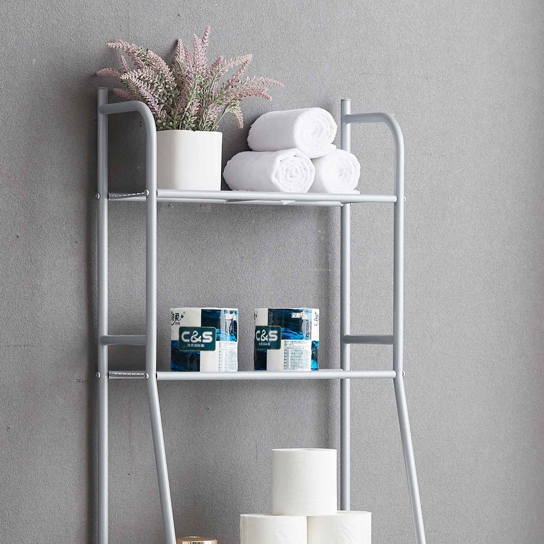 Three Tier Over The Toilet Storage Shelf - Wood