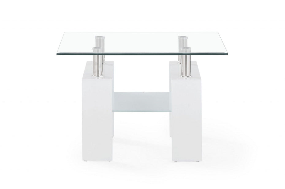 Glass End Table - White / Clear