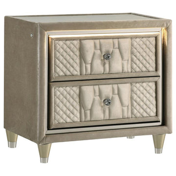 Lorient - 2-Drawer LED Nightstand With USB