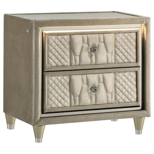 Lorient - 2-Drawer LED Nightstand With USB